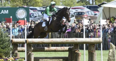 Michael Owen riding The Highland Prince in the cross country at the 2014 Badminton Horse Trials.