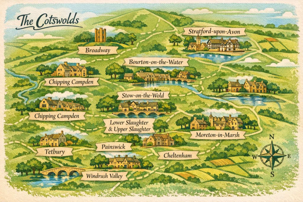Map of the Cotswolds